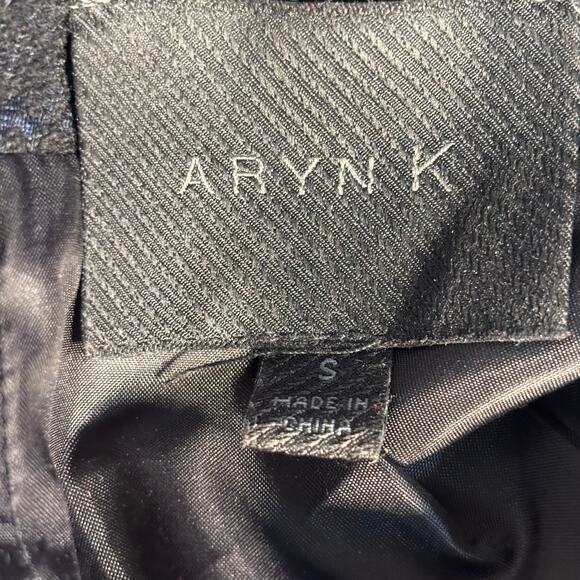 Aryn K Black Jacquard Fit Flare Sleeveless Navy Blue Cocktail Party Dress Small - Picture 7 of 8